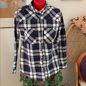 Plaid Button Down Shirt - Black and White